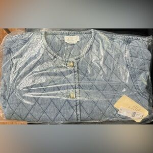 NWT Anthropologie Women’s Quilted Denim Jacket Size Large